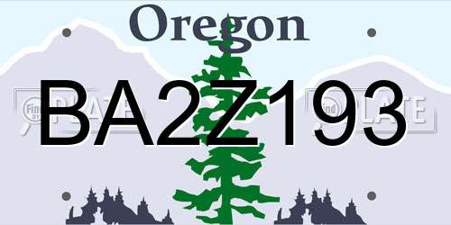 BA2Z193 Oregon License Plate