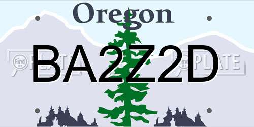 BA2Z2D Oregon License Plate