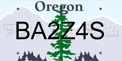 BA2Z4S Oregon License Plate