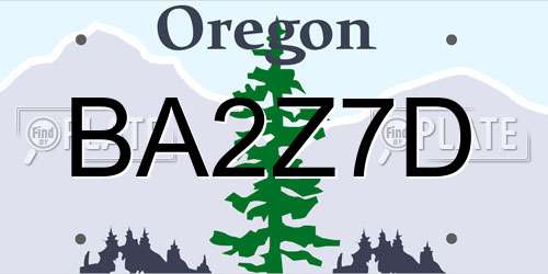 BA2Z7D Oregon License Plate