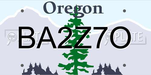 BA2Z7O Oregon License Plate