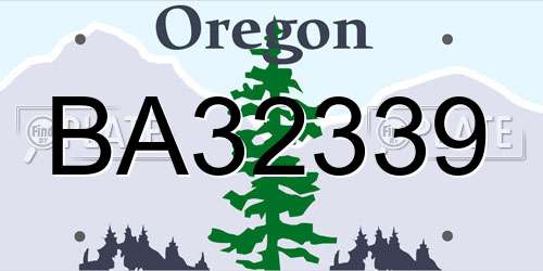 BA32339 Oregon License Plate