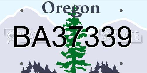 BA37339 Oregon License Plate