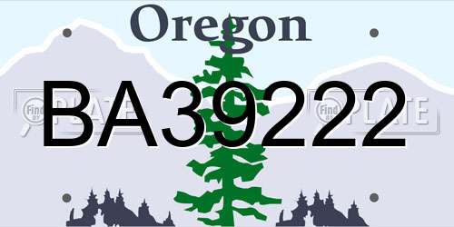 BA39222 Oregon License Plate