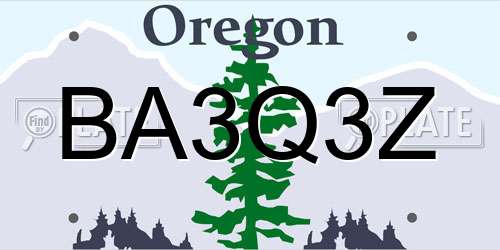 BA3Q3Z Oregon License Plate