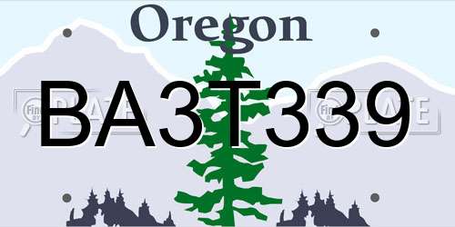BA3T339 Oregon License Plate