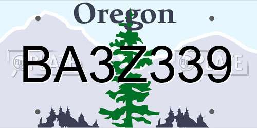 BA3Z339 Oregon License Plate