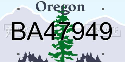 BA47949 Oregon License Plate