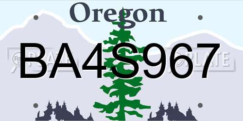 BA4S967 Oregon License Plate