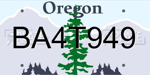 BA4T949 Oregon License Plate
