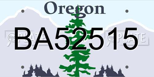 BA52515 Oregon License Plate