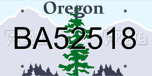 BA52518 Oregon License Plate