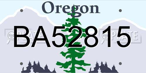 BA52815 Oregon License Plate
