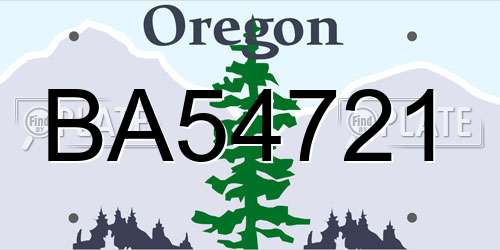 BA54721 Oregon License Plate