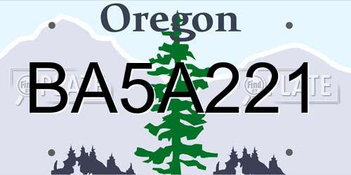 BA5A221 Oregon License Plate