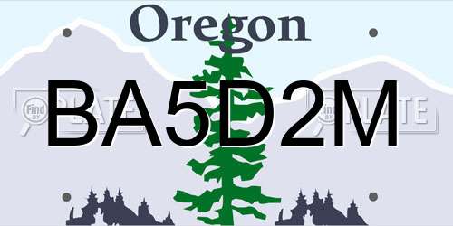 BA5D2M Oregon License Plate
