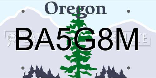 BA5G8M Oregon License Plate