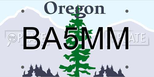 BA5MM Oregon License Plate