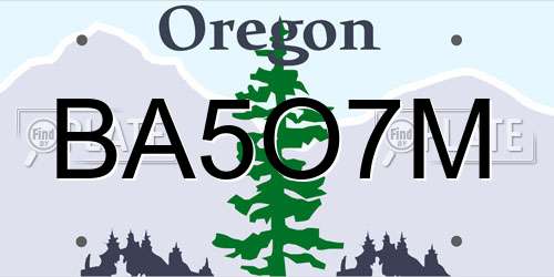 BA5O7M Oregon License Plate