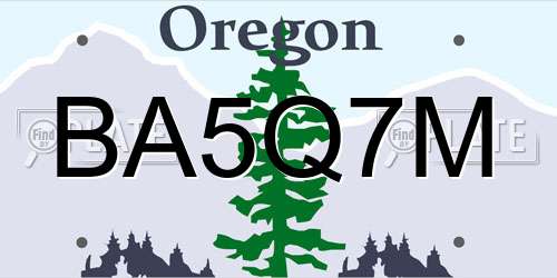 BA5Q7M Oregon License Plate