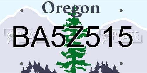 BA5Z515 Oregon License Plate
