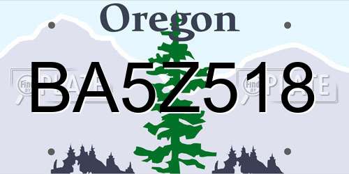 BA5Z518 Oregon License Plate