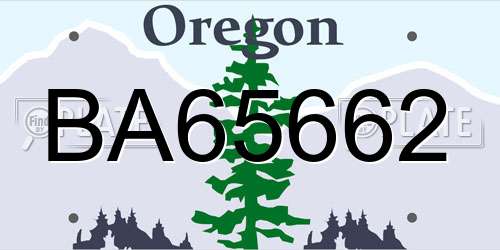 BA65662 Oregon License Plate