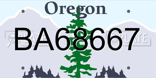 BA68667 Oregon License Plate