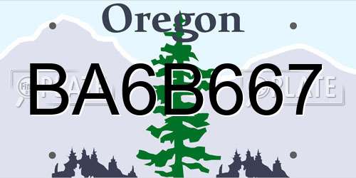 BA6B667 Oregon License Plate