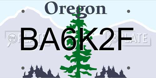 BA6K2F Oregon License Plate