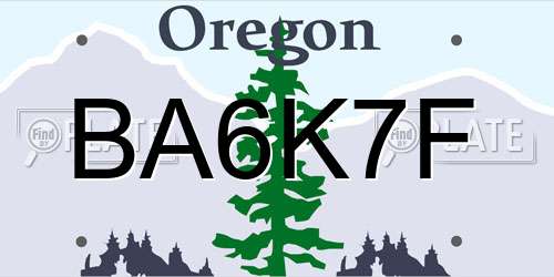 BA6K7F Oregon License Plate