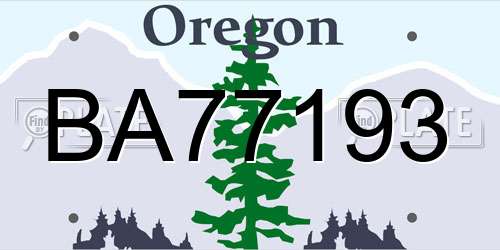 BA77193 Oregon License Plate