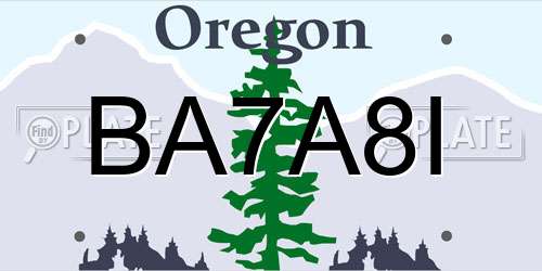 BA7A8I Oregon License Plate
