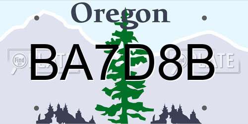 BA7D8B Oregon License Plate