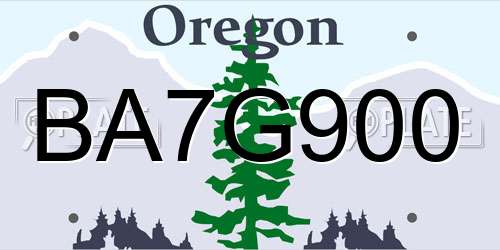 BA7G900 Oregon License Plate