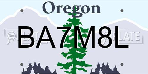 BA7M8L Oregon License Plate