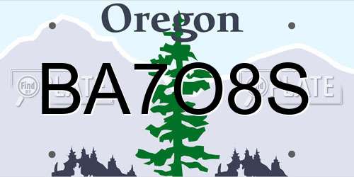 BA7O8S Oregon License Plate
