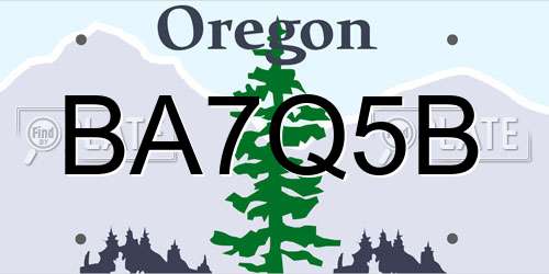 BA7Q5B Oregon License Plate