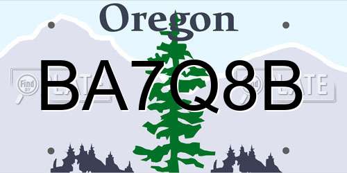BA7Q8B Oregon License Plate