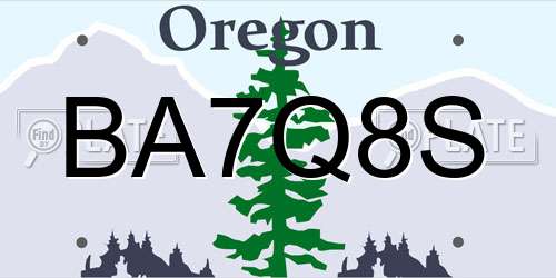 BA7Q8S Oregon License Plate