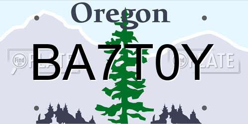 BA7T0Y Oregon License Plate