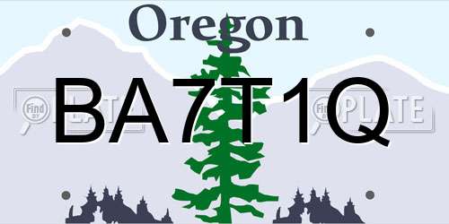 BA7T1Q Oregon License Plate