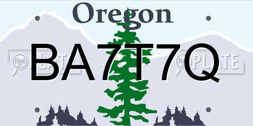BA7T7Q Oregon License Plate