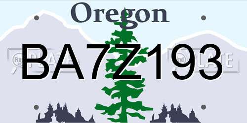 BA7Z193 Oregon License Plate