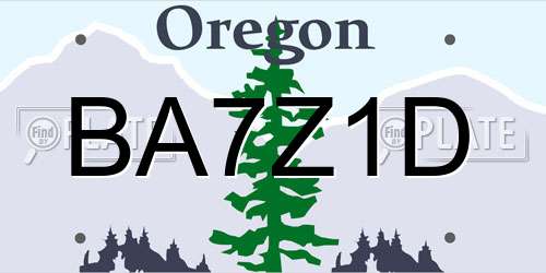 BA7Z1D Oregon License Plate