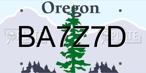 BA7Z7D Oregon License Plate