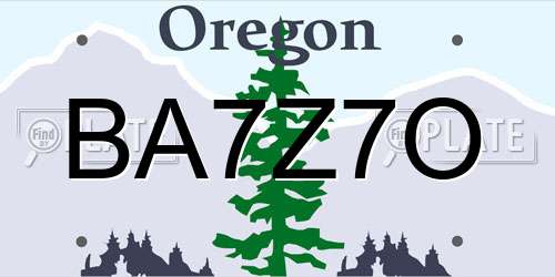 BA7Z7O Oregon License Plate