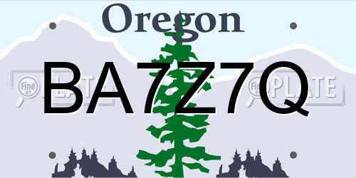 BA7Z7Q Oregon License Plate
