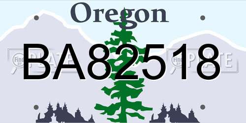 BA82518 Oregon License Plate
