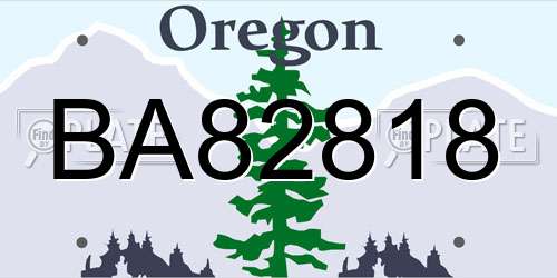 BA82818 Oregon License Plate